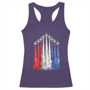 Funny Fighter Jet Airplane American Flag 4th Of July Racerback Tank Top TS11 Purple Print Your Wear