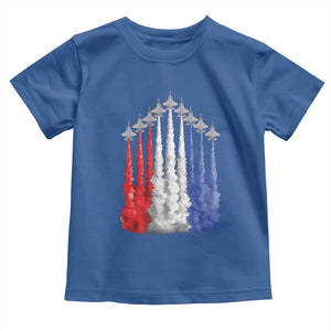Funny Fighter Jet Airplane American Flag 4th Of July Toddler T Shirt TS11 Royal Blue Print Your Wear