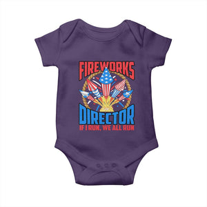 Funny Fireworks Director Baby Onesie If I Run We All Run 4th Of July Rocket American Flag TS11 Purple Print Your Wear