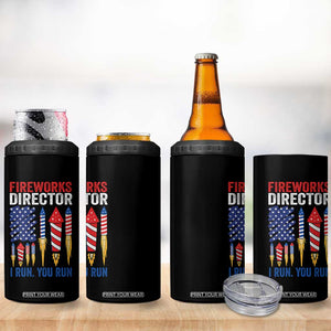 Funny Fireworks Director I Run You Run 4 in 1 Can Cooler Tumbler 4th Of July American Flag TS11 Print Your Wear