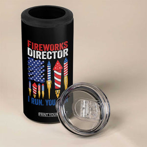 Funny Fireworks Director I Run You Run 4 in 1 Can Cooler Tumbler 4th Of July American Flag TS11 Print Your Wear