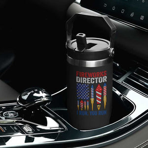 Funny Fireworks Director I Run You Run Flip Straw Tumbler 4th Of July American Flag TS11 Print Your Wear