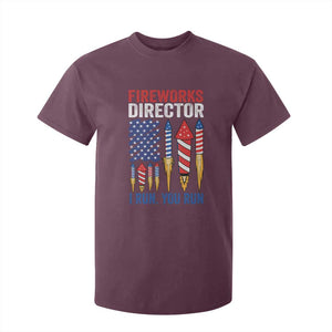Funny Fireworks Director I Run You Run T Shirt For Kid 4th Of July American Flag TS11 Maroon Print Your Wear