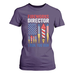 Funny Fireworks Director I Run You Run T Shirt For Women 4th Of July American Flag TS11 Purple Print Your Wear