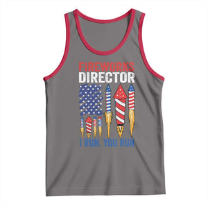 Funny Fireworks Director I Run You Run Tank Top 4th Of July American Flag TS11 Deep Heather Red Print Your Wear