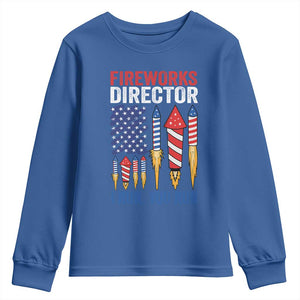 Funny Fireworks Director I Run You Run Youth Sweatshirt 4th Of July American Flag TS11 Royal Blue Print Your Wear