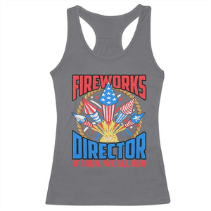 Funny Fireworks Director Racerback Tank Top If I Run We All Run 4th Of July Rocket American Flag TS11 Charcoal Print Your Wear