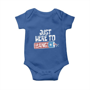 Funny Fireworks Just Here To Bang Baby Onesie American Flag Firecracker TS11 Royal Blue Print Your Wear