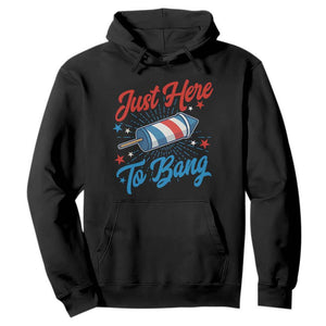 Funny Fireworks Just Here To Bang Hoodie American Flag Firecracker Rocket TS11 Black Print Your Wear