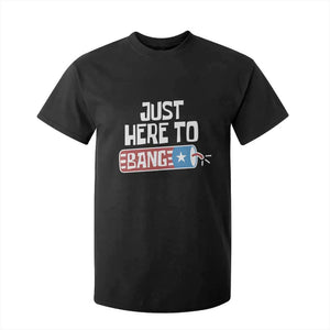 Funny Fireworks Just Here To Bang T Shirt For Kid American Flag Firecracker TS11 Black Print Your Wear