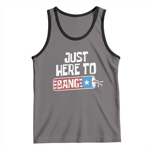 Funny Fireworks Just Here To Bang Tank Top American Flag Firecracker TS11 Deep Heather Black Print Your Wear