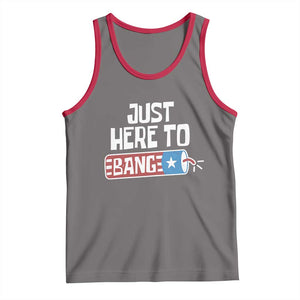 Funny Fireworks Just Here To Bang Tank Top American Flag Firecracker TS11 Deep Heather Red Print Your Wear