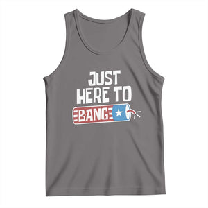 Funny Fireworks Just Here To Bang Tank Top American Flag Firecracker TS11 Deep Heather Print Your Wear