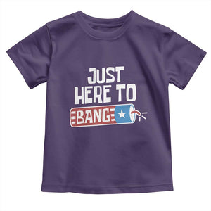Funny Fireworks Just Here To Bang Toddler T Shirt American Flag Firecracker TS11 Purple Print Your Wear
