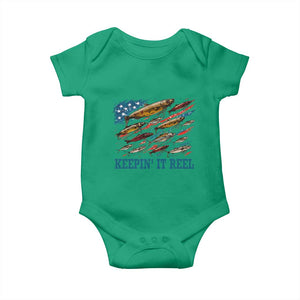 Funny Fisherman Keepin It Reel Baby Onesie Fishing Lure American Flag Bass Fishing TS11 Irish Green Print Your Wear