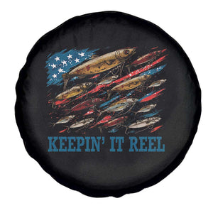 Funny Fisherman Keepin It Reel Spare Tire Cover Fishing Lure American Flag Bass Fishing TS11 Print Your Wear