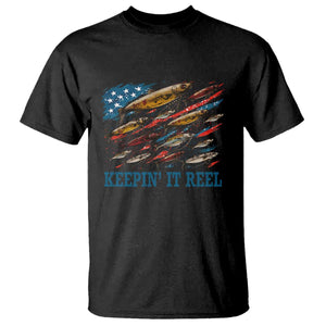 Funny Fisherman Keepin It Reel T Shirt Fishing Lure American Flag Bass Fishing TS11 Black Print Your Wear