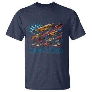 Funny Fisherman Keepin It Reel T Shirt Fishing Lure American Flag Bass Fishing TS11 Navy Print Your Wear