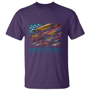 Funny Fisherman Keepin It Reel T Shirt Fishing Lure American Flag Bass Fishing TS11 Purple Print Your Wear