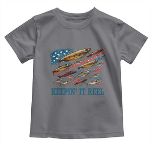 Funny Fisherman Keepin It Reel Toddler T Shirt Fishing Lure American Flag Bass Fishing TS11 Charcoal Print Your Wear
