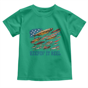 Funny Fisherman Keepin It Reel Toddler T Shirt Fishing Lure American Flag Bass Fishing TS11 Irish Green Print Your Wear