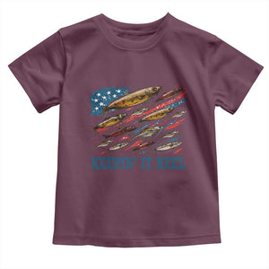 Funny Fisherman Keepin It Reel Toddler T Shirt Fishing Lure American Flag Bass Fishing TS11 Maroon Print Your Wear