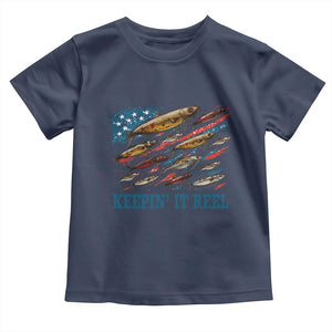 Funny Fisherman Keepin It Reel Toddler T Shirt Fishing Lure American Flag Bass Fishing TS11 Navy Print Your Wear