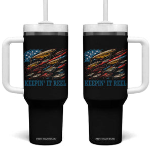 Funny Fisherman Keepin It Reel Tumbler With Handle Fishing Lure American Flag Bass Fishing TS11 One Size: 40 oz Black Print Your Wear