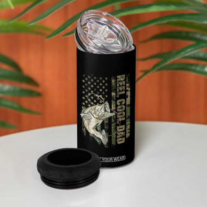 Funny Fishing Vintage Reel Cool Dad 4 in 1 Can Cooler Tumbler Camo American Flag USA Bass Fish Fisherman TS10 Print Your Wear