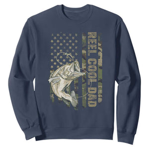 Funny Fishing Vintage Reel Cool Dad Sweatshirt Camo American Flag USA Bass Fish Fisherman TS10 Navy Print Your Wear
