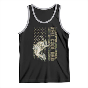 Funny Fishing Vintage Reel Cool Dad Tank Top Camo American Flag USA Bass Fish Fisherman TS10 Black Athletic Heather Print Your Wear