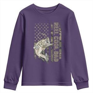 Funny Fishing Vintage Reel Cool Dad Youth Sweatshirt Camo American Flag USA Bass Fish Fisherman TS10 Purple Print Your Wear