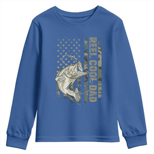 Funny Fishing Vintage Reel Cool Dad Youth Sweatshirt Camo American Flag USA Bass Fish Fisherman TS10 Royal Blue Print Your Wear