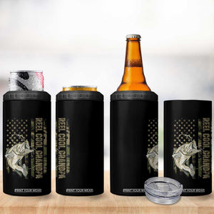Funny Fishing Vintage Reel Cool Grandpa 4 in 1 Can Cooler Tumbler Camo American Flag USA Bass Fish Fisherman TS10 Print Your Wear