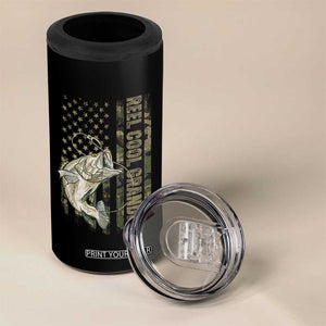 Funny Fishing Vintage Reel Cool Grandpa 4 in 1 Can Cooler Tumbler Camo American Flag USA Bass Fish Fisherman TS10 Print Your Wear
