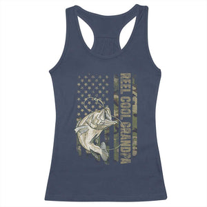 Funny Fishing Vintage Reel Cool Grandpa Racerback Tank Top Camo American Flag USA Bass Fish Fisherman TS10 Navy Print Your Wear