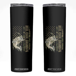 Funny Fishing Vintage Reel Cool Grandpa Skinny Tumbler Camo American Flag USA Bass Fish Fisherman TS10 Black Print Your Wear