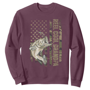 Funny Fishing Vintage Reel Cool Grandpa Sweatshirt Camo American Flag USA Bass Fish Fisherman TS10 Maroon Print Your Wear