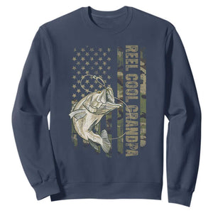 Funny Fishing Vintage Reel Cool Grandpa Sweatshirt Camo American Flag USA Bass Fish Fisherman TS10 Navy Print Your Wear