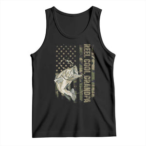 Funny Fishing Vintage Reel Cool Grandpa Tank Top Camo American Flag USA Bass Fish Fisherman TS10 Black Print Your Wear