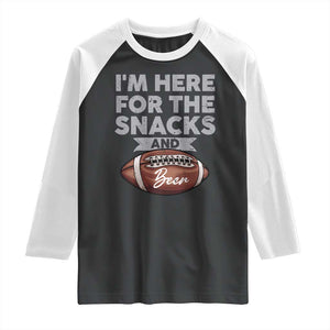 Funny Football Raglan Shirt I'm Just Here For The Snacks And Beer TS10 Black White Print Your Wear