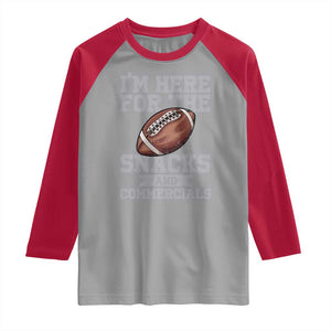 Funny Football Raglan Shirt I'm Just Here For The Snacks And Commercials Halftime Show TS10 Sport Gray Red Print Your Wear