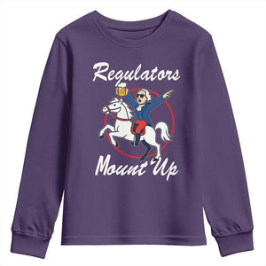 Funny Founding Father Patriotic Drinking Youth Sweatshirt Regulators Mount Up 4th of July TS02 Purple Print Your Wear