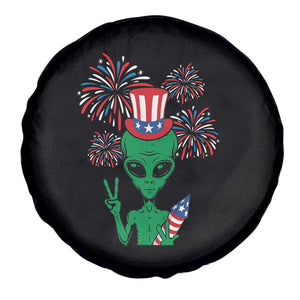 Funny Fourth Of July Alien Spare Tire Cover American USA Flag Fireworks TS11 Print Your Wear