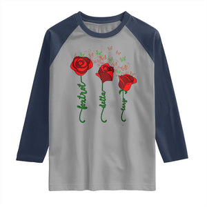 Funny Foxtrot Delta Tango Raglan Shirt Vintage Rose Flowers Butterfly TS11 Sport Gray Navy Print Your Wear