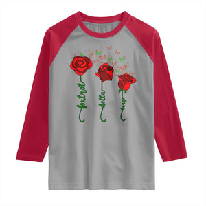 Funny Foxtrot Delta Tango Raglan Shirt Vintage Rose Flowers Butterfly TS11 Sport Gray Red Print Your Wear