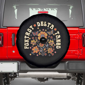 Funny Foxtrot Delta Tango Spare Tire Cover Vintage Floral Retro Groovy TS11 Black Print Your Wear