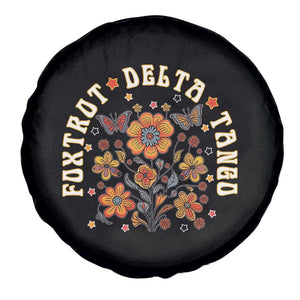 Funny Foxtrot Delta Tango Spare Tire Cover Vintage Floral Retro Groovy TS11 Print Your Wear