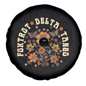 Funny Foxtrot Delta Tango Spare Tire Cover Vintage Floral Retro Groovy TS11 Print Your Wear