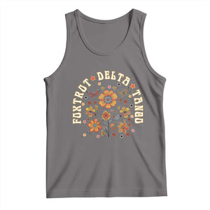 Funny Foxtrot Delta Tango Tank Top Vintage Floral Retro Groovy TS11 Deep Heather Print Your Wear